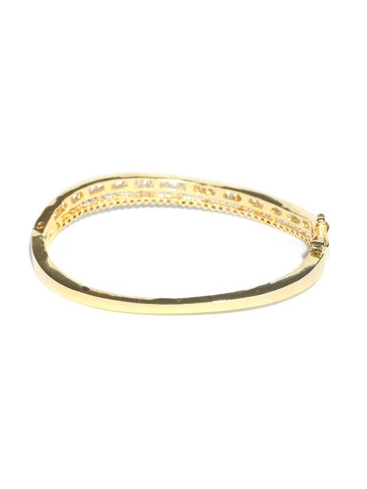 Priyaasi Women American Diamond Gold-Polished Bangle Style Bracelet - Swadesiicart