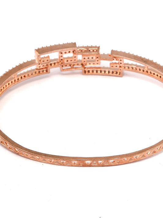 Priyaasi Women Studded Blocks-American Diamond Rose Gold Geometric Bracelet - Swadesiicart