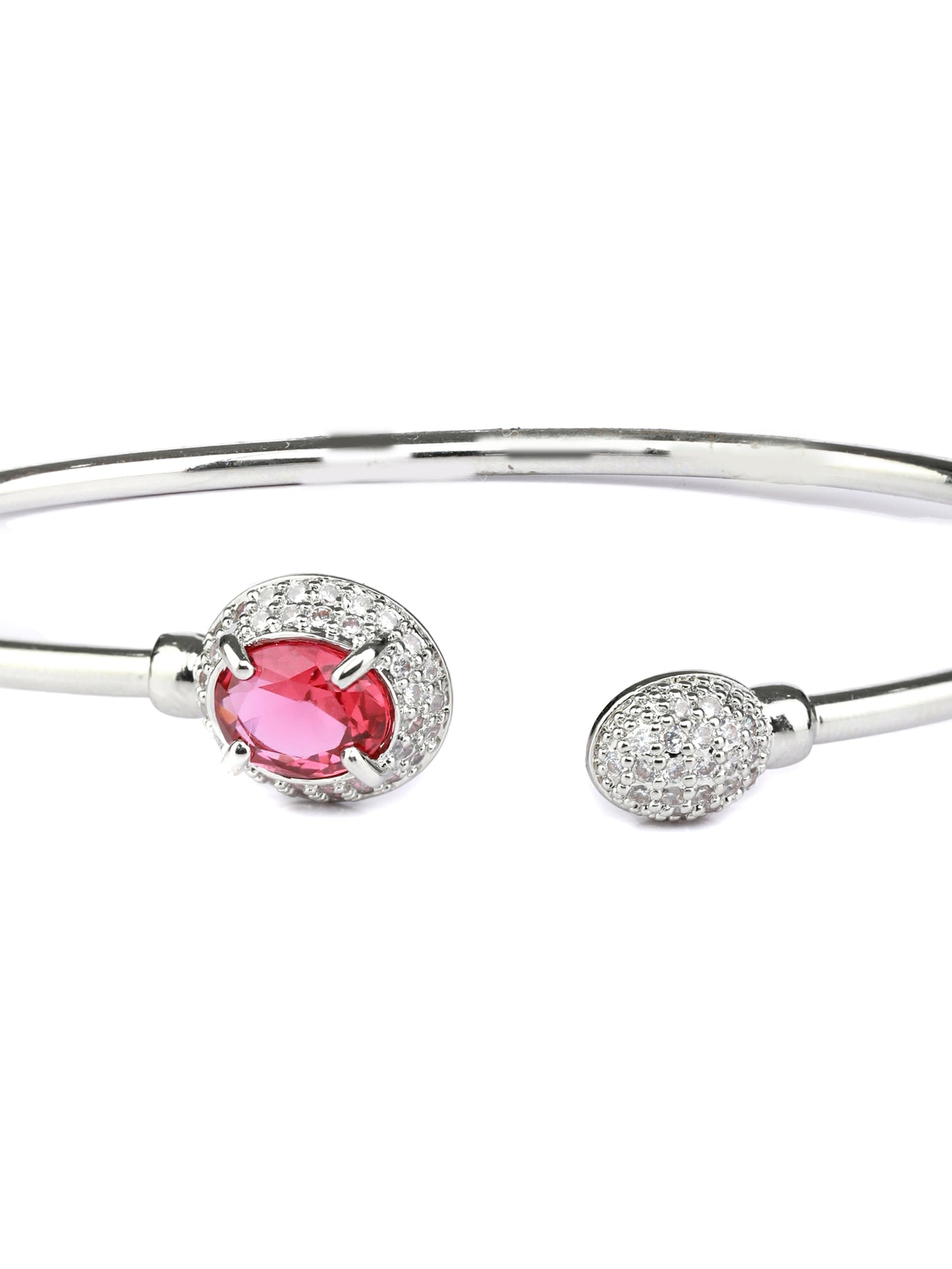 Priyaasi Women Elegant Pink Stone Silver Plated Bracelet - Swadesiicart
