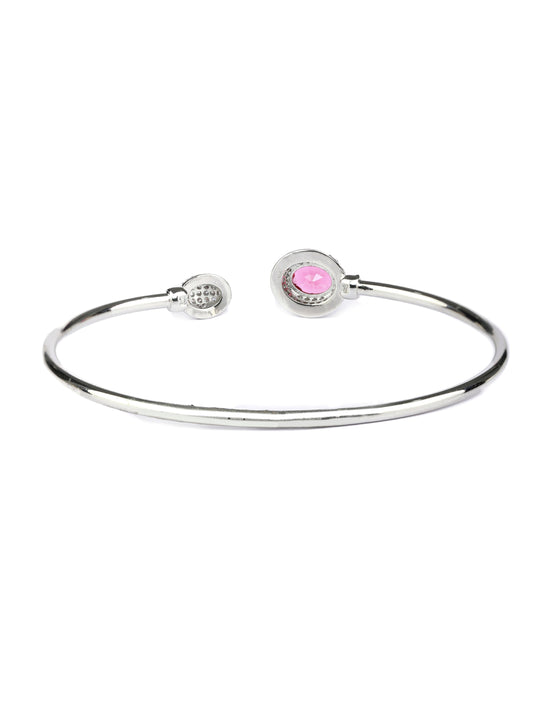 Priyaasi Women Elegant Pink Stone Silver Plated Bracelet - Swadesiicart