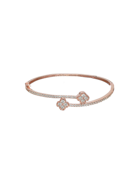 Priyaasi Women Rose Gold Blooming Flower American Diamond Bracelet - Swadesiicart