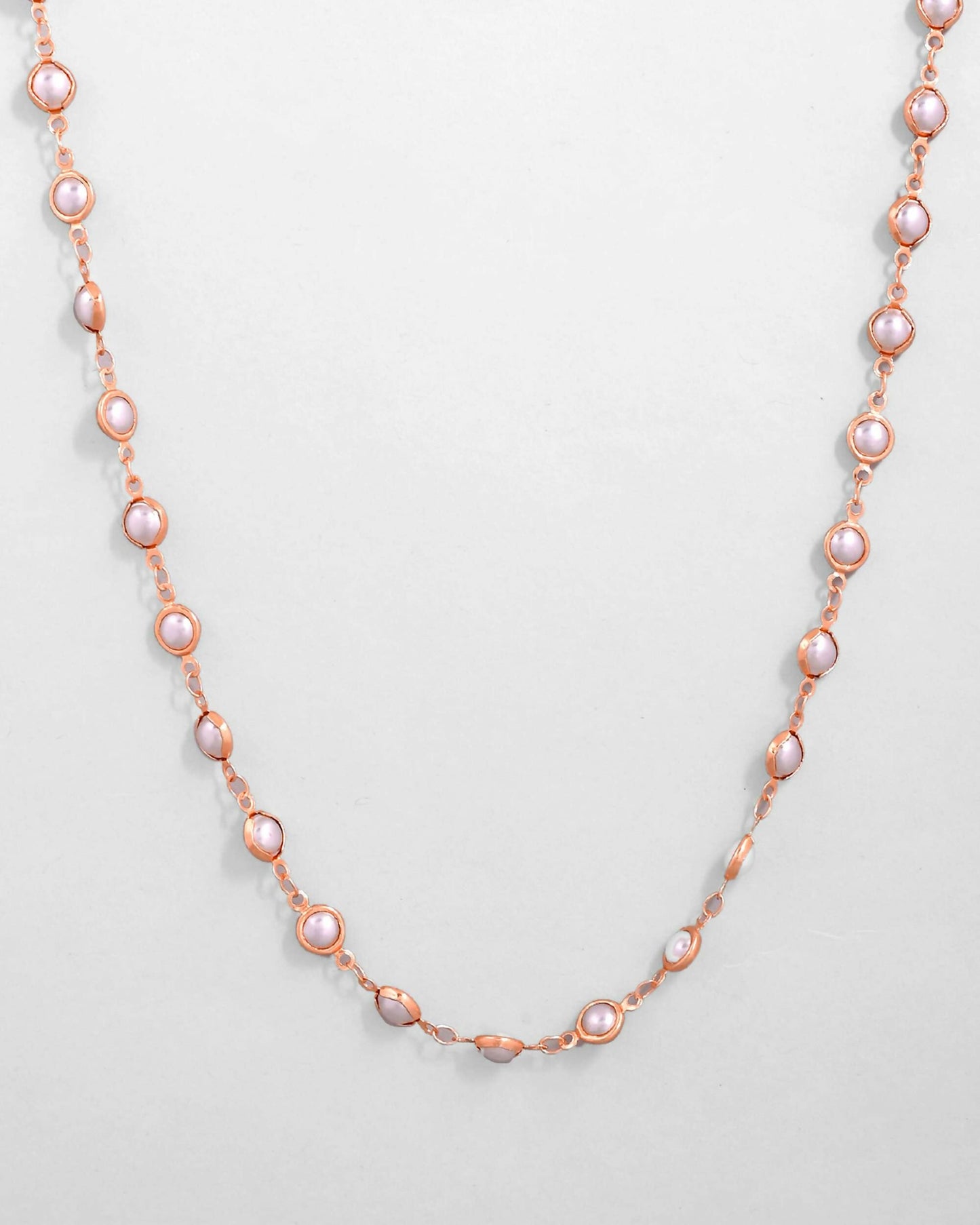 VOJ Gold-Polished Chain For Women With White Pearls | Swadesiicart
