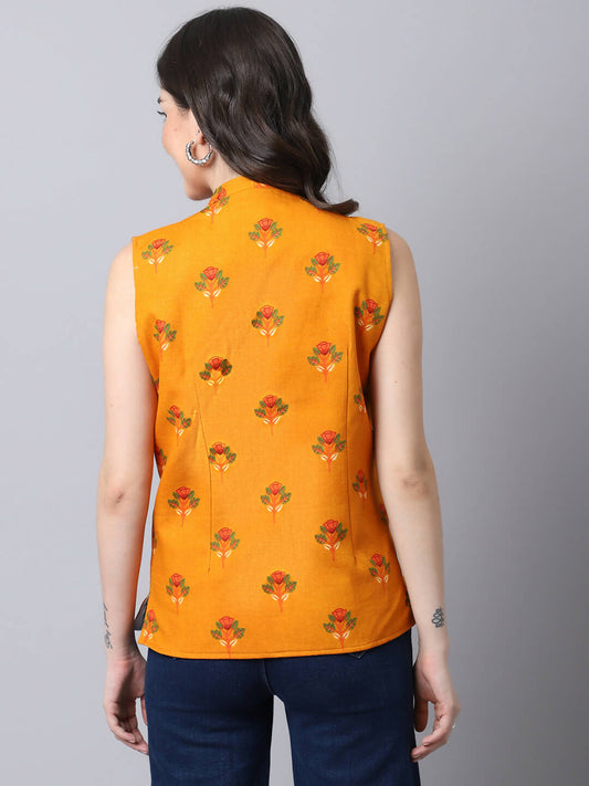 Even Apparels Yellow 100% Viscose Rayon Open Front Gillet (BF009) | Swadesiicart