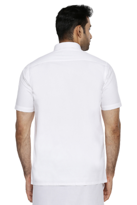 Ramraj Cotton Mens Half Sleeve Formal 100 % Cotton White Shirt | Swadesiicart