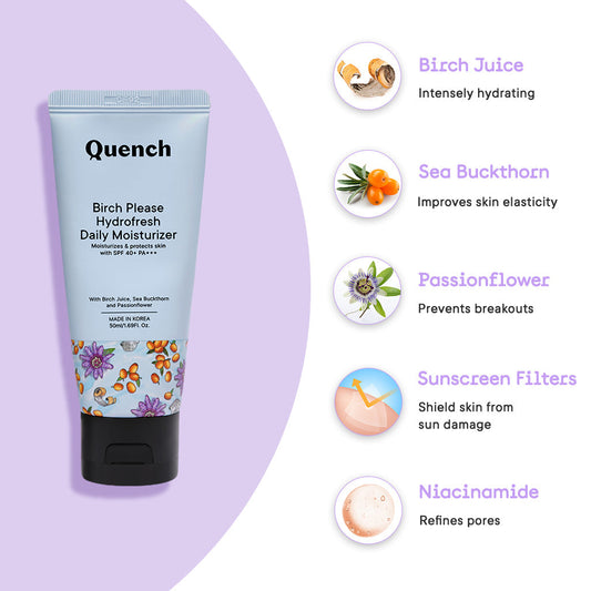 Quench Botanics Birch Please Hydro Fresh Daily Moisturizer With SPF 40+ PA++ - Korean Skincare | Swadesiicart