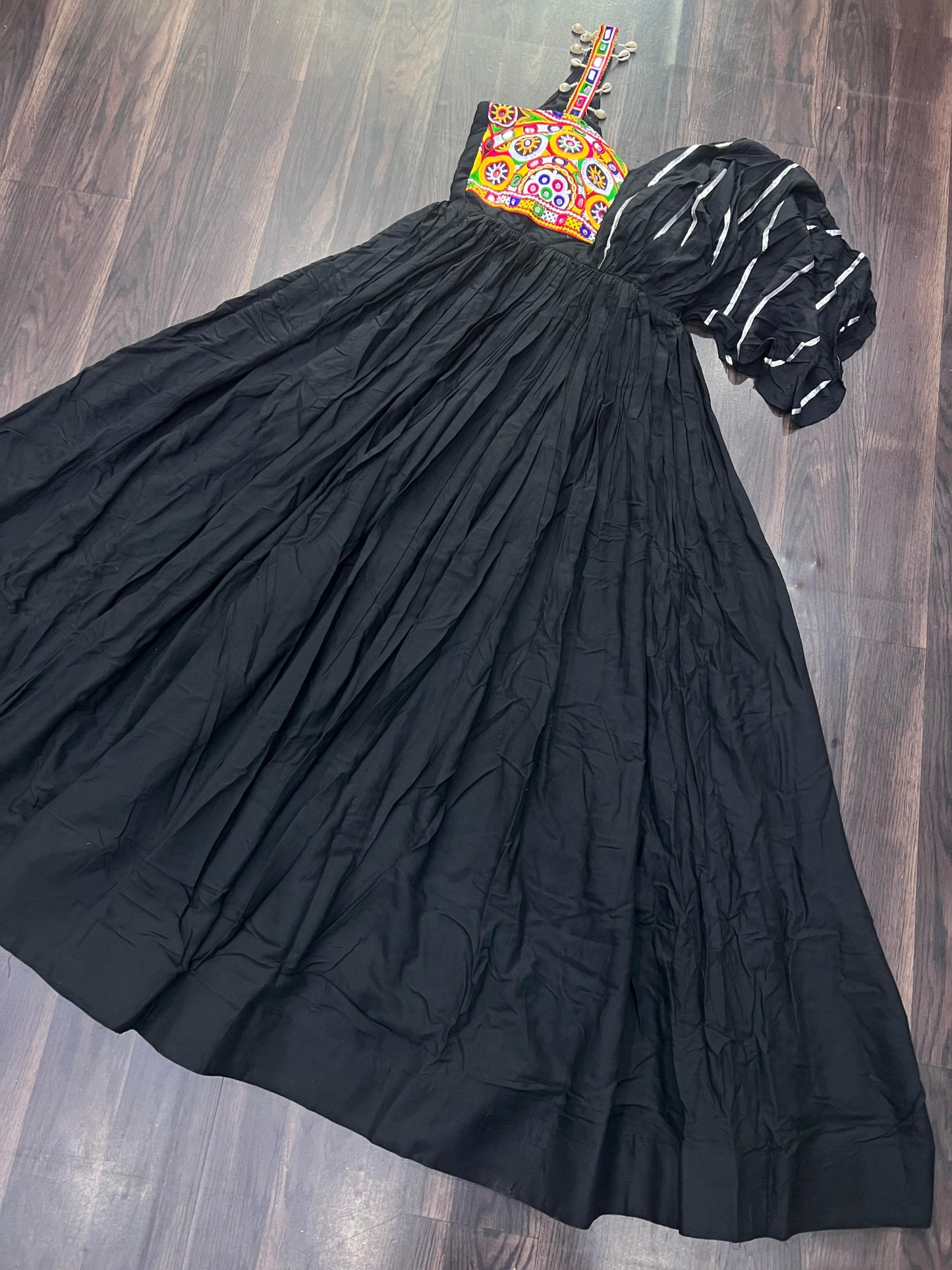 Lorenvalley Black Rayon Fabric with Designer Lace Gown | Swadesiicart