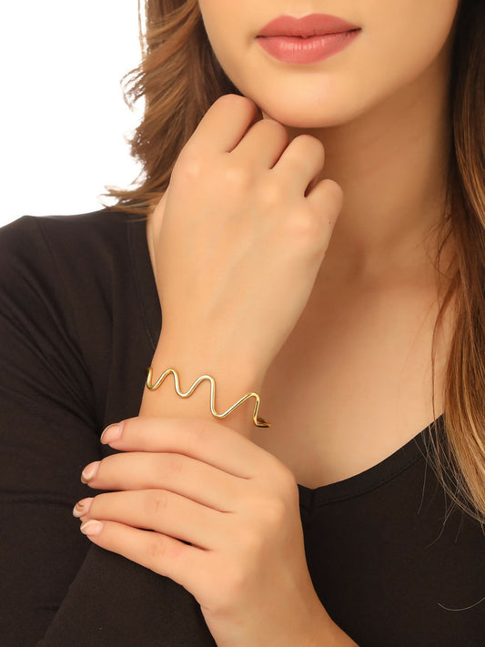 NVR Women Gold-Polished Adjustable Kada Bracelet - NR Retail-NVR