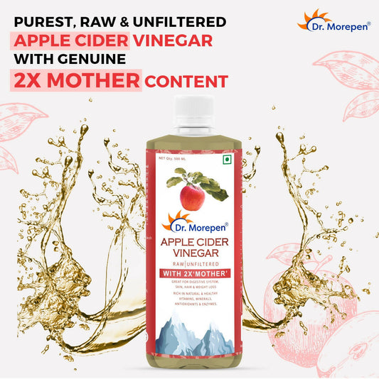 Dr. Morepen Apple Cider Vinegar With 2x Mother for Weight Management, Immunity, Skin & Hair - Swadesiicart