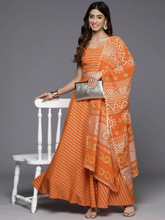 Ahalyaa women's wear Traditional wear lehenga choli - Orange | Swadesiicart