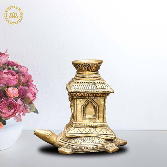 Brass Kurma with Tulasi Agarbatti Stand - Swadesiicart