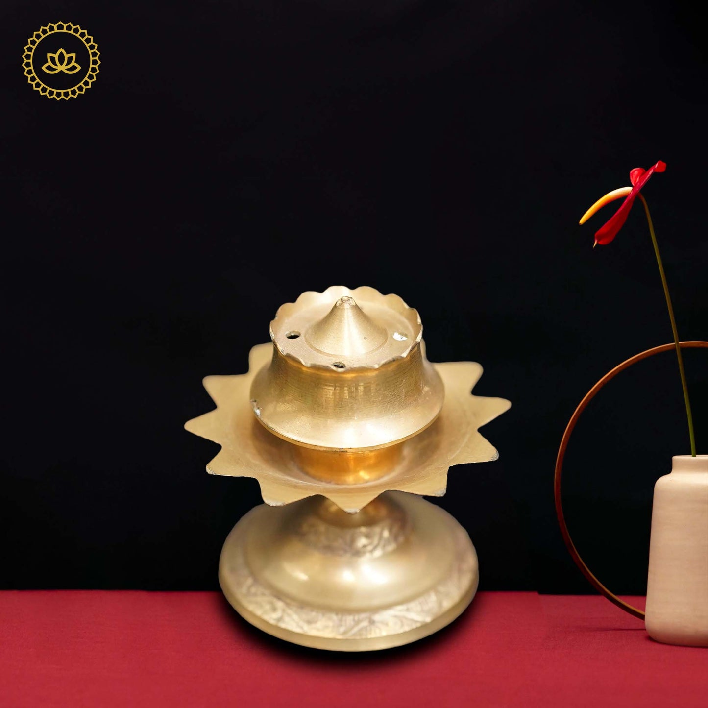 Brass Sunflower Agarbatti Stand - Swadesiicart
