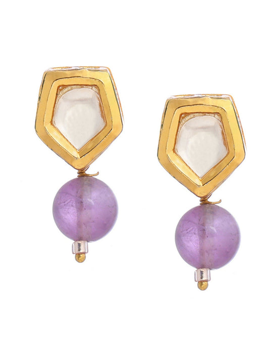 Ruby Raang Purple Amethyst Kundan Studs | Swadesiicart