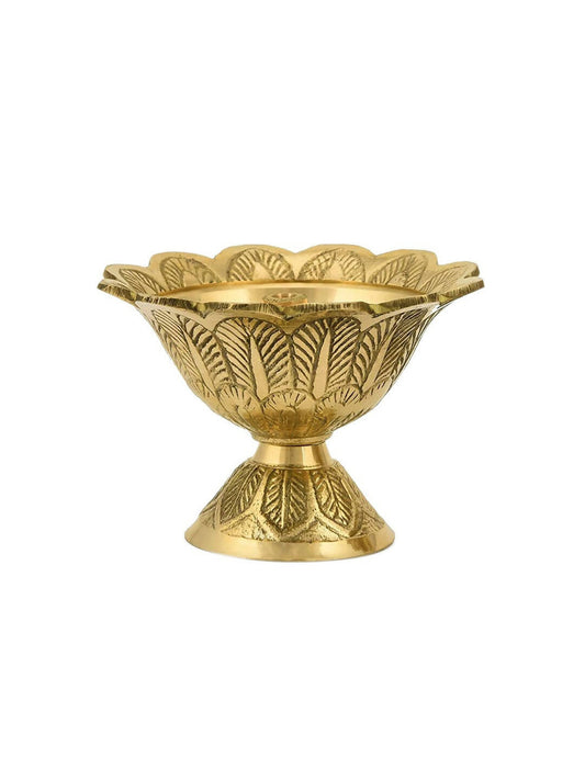 CraftVatika Gold-Toned Brass Engraved Diya | Swadesiicart