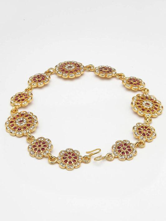 NVR Women's Gold-Polished Traditional Meenakari Stones Trending Matha Patti | Swadesiicart
