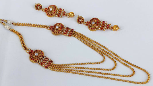Pink & White kemp layer necklace set - Mokshi Collections
