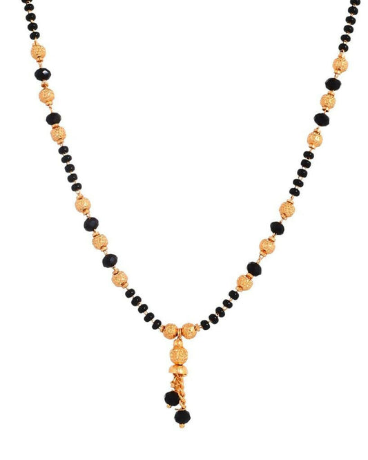 VOJ Gold-Polished Round Design Beaded Chain Mangalsutra - Swadesiicart