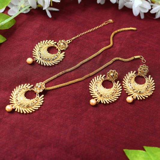 Mominos Fashion Johar Kamal Gold-Polished Brass Finish Long Necklace For Women (Golden) | Swadesiicart
