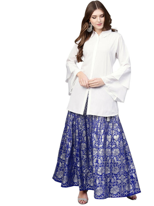 Ahalyaa Women's Traditional Wea Co-ods - White - Swadesiicart