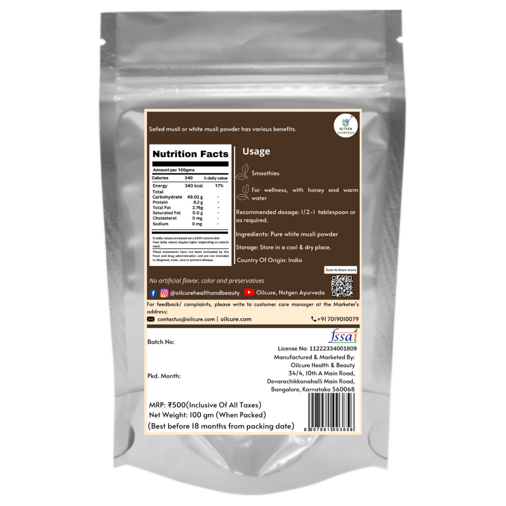 Nxtgen Ayurveda Musli White Powder - Swadesiicart