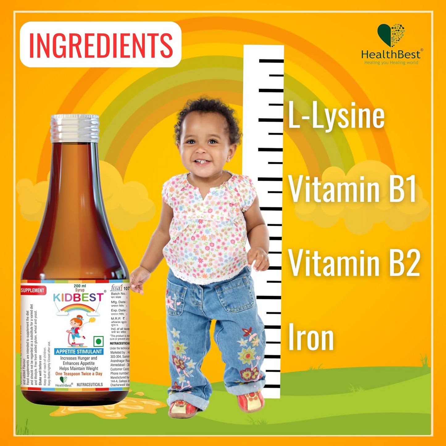 HealthBest Kidbest Appetite Stimulant Syrup for Kids | Swadesiicart
