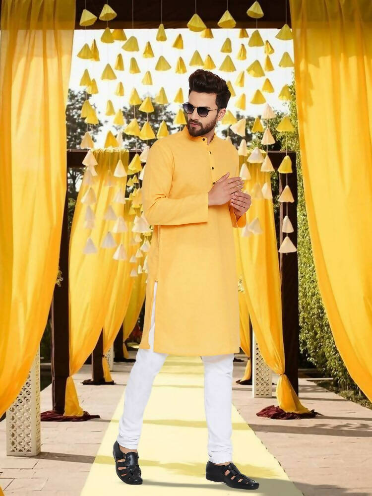 Even Apparels Pure Cotton Yellow Kurta - Yellow | Swadesiicart