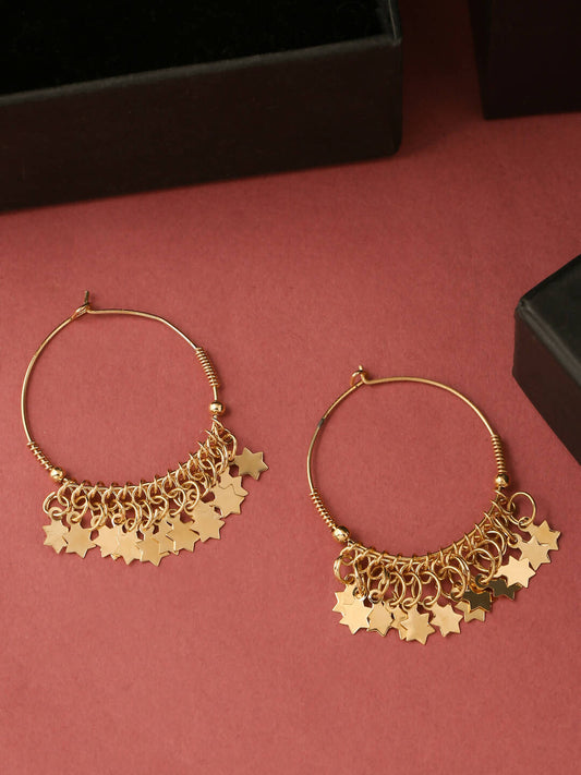 NVR Women Gold-Polished Hoop Earrings | Swadesiicart