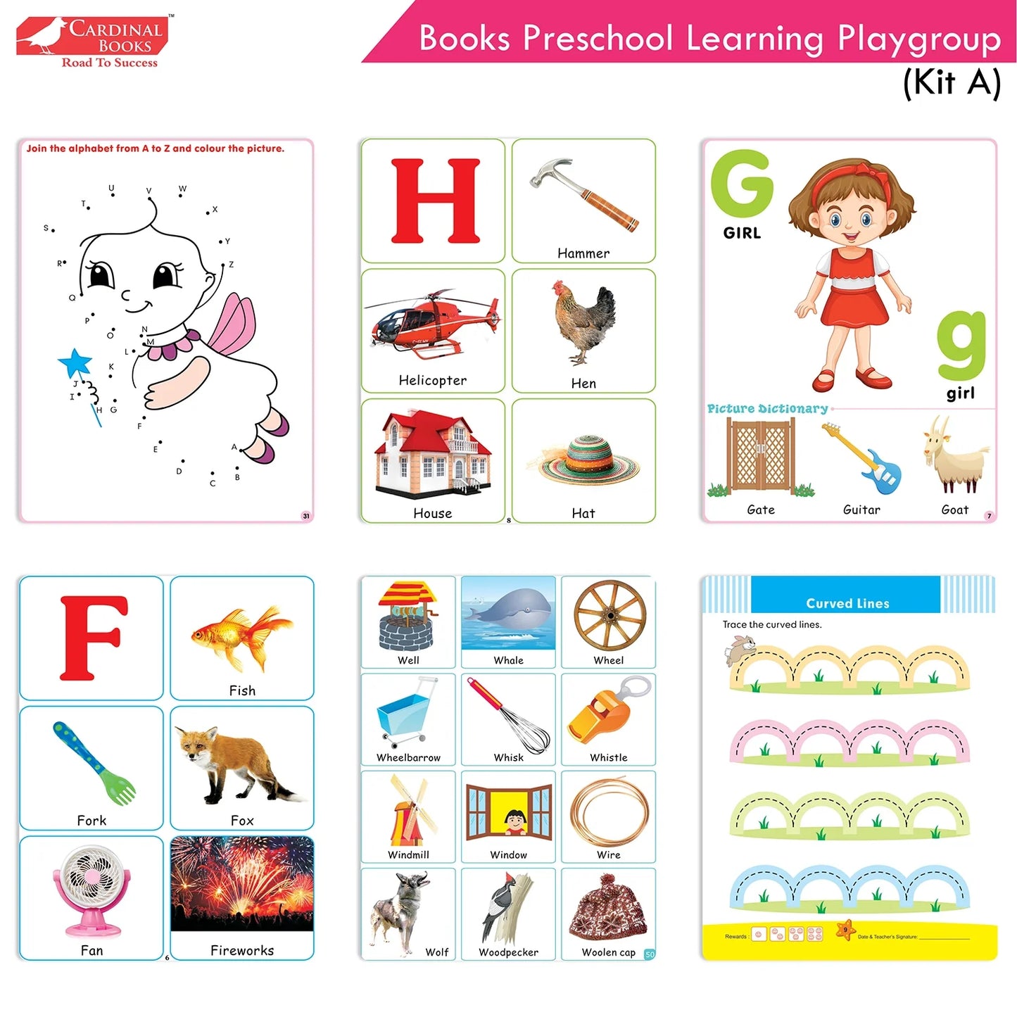 Cardinal Books Preschool Learning Playgroup (Preparatory Pre-Nursery) Kit A| Ages 2-3 Years| My First ABC Picture Dictionary - Swadesiicart