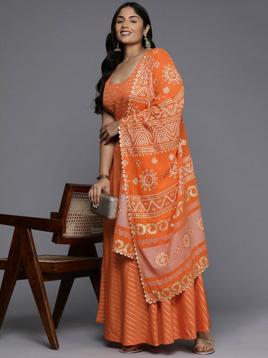 Ahalyaa Women's Traditional wear Lehenga Choli - Orange | Swadesiicart