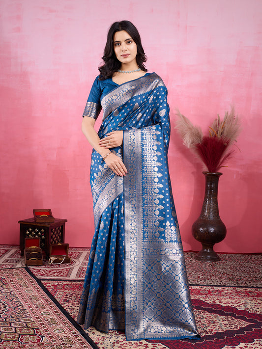Vedant Vastram Banarasi Silk Fashion Saree - Rama | Swadesiicart