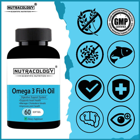 Nutracology Omega 3 Fish Oil 1000mg Capsules with Fish oil EPA + DHA Enriched Sofgels - Swadesiicart
