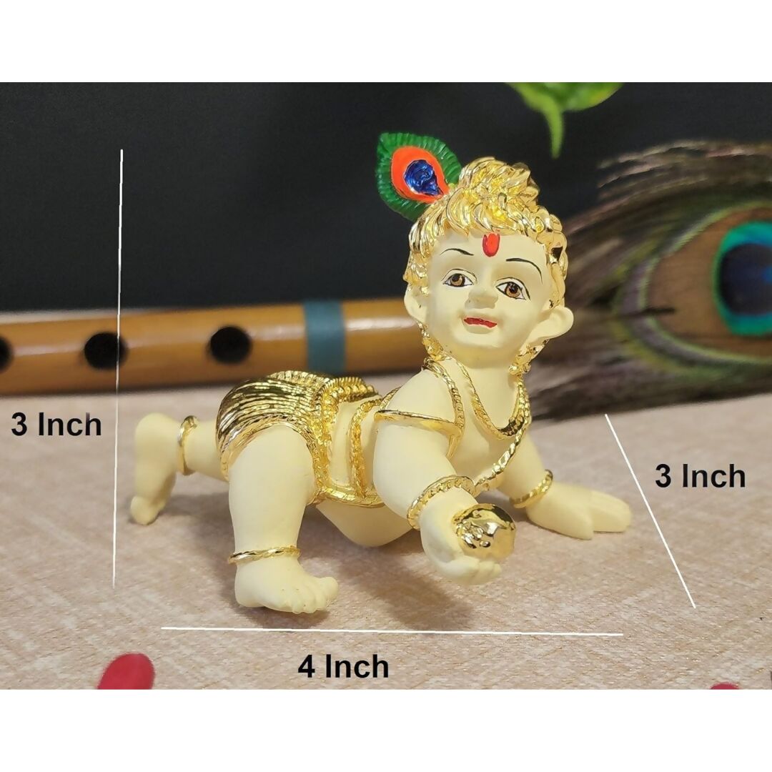 Gold Art India Silver Polished Matte Laddu Gopal Idol - Swadesiicart