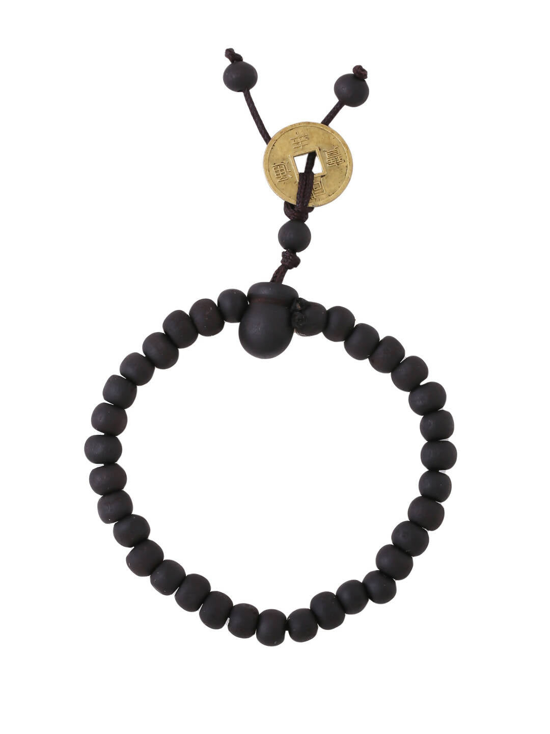 NVR Men's Black Beaded Adjustable Bracelet - Swadesiicart