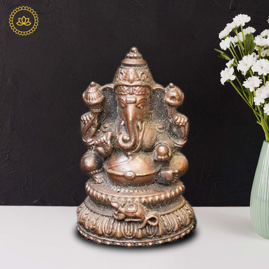Copper Ganesha Idol - Divine India Art