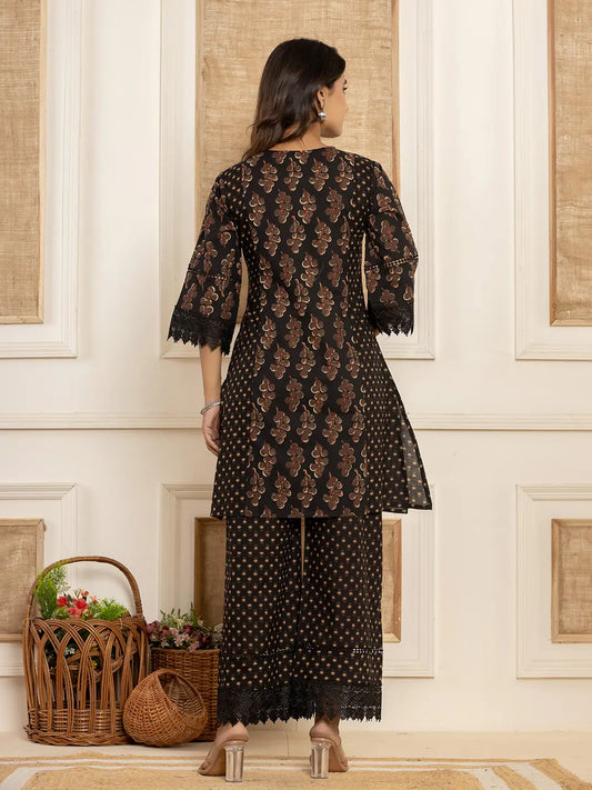 Yufta Cotton Black Co-Ord Set - Swadesiicart