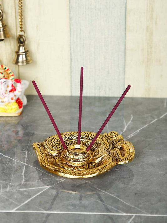 CraftVatika Gold-Toned Incense Stick Holder with Ash Catcher | Swadesiicart