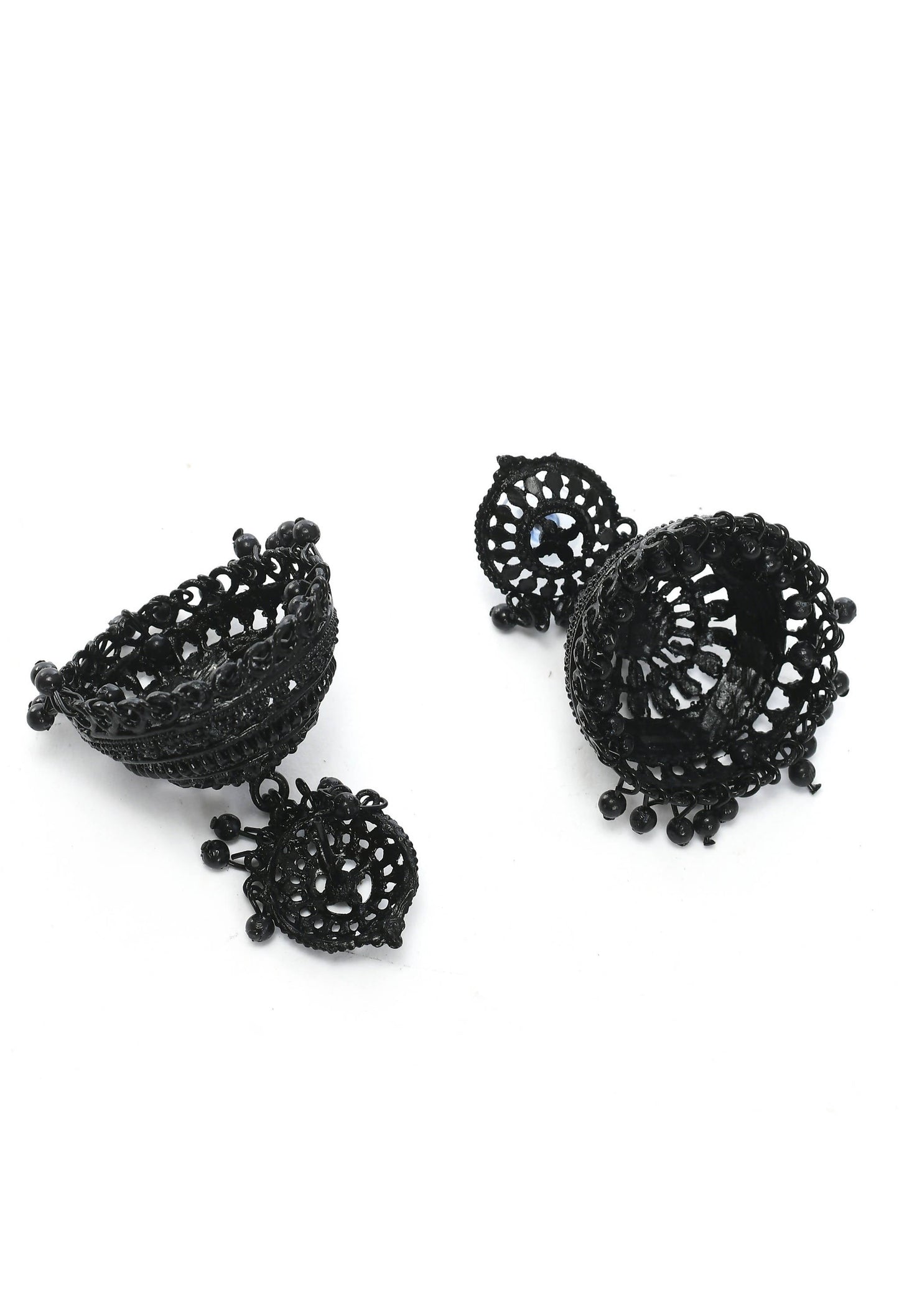 Mominos Fashion Johar Kamal Latest Design Black Color Jhumkas - Swadesiicart