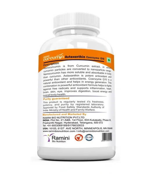 Ramini Bio Nutrition Nano Curcumin With Astaxanthin Veg Capsules - Swadesiicart