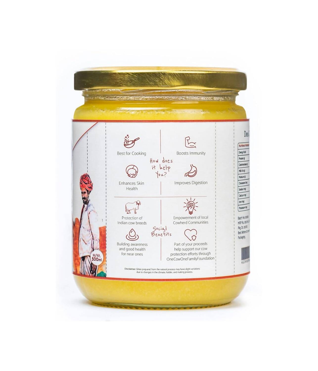 Kudej Desi Gir Cow A2 Ghee | 100% Desi Gir Cow Ghee | Certified Organic Ghee From A2 Milk | Swadesiicart