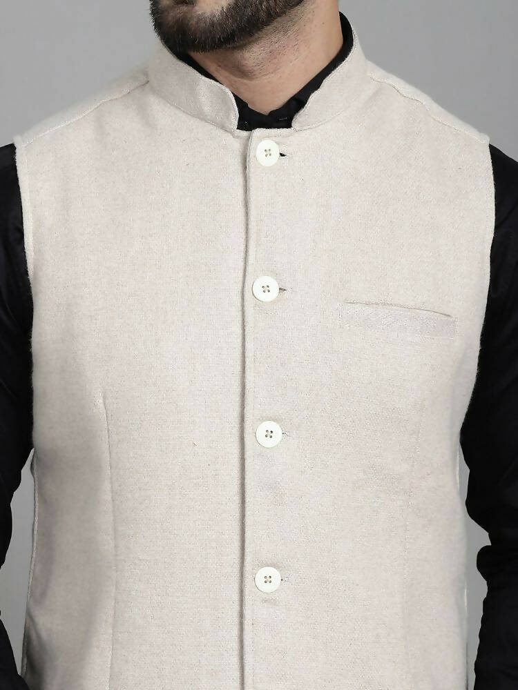 Even Apparels Nehru Jacket With Welt Pockets - Off White | Swadesiicart