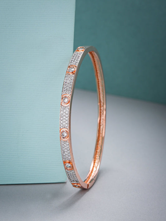 Priyaasi Women Rose Gold-Polished American Diamond Studded Bracelet - Noz2Toz