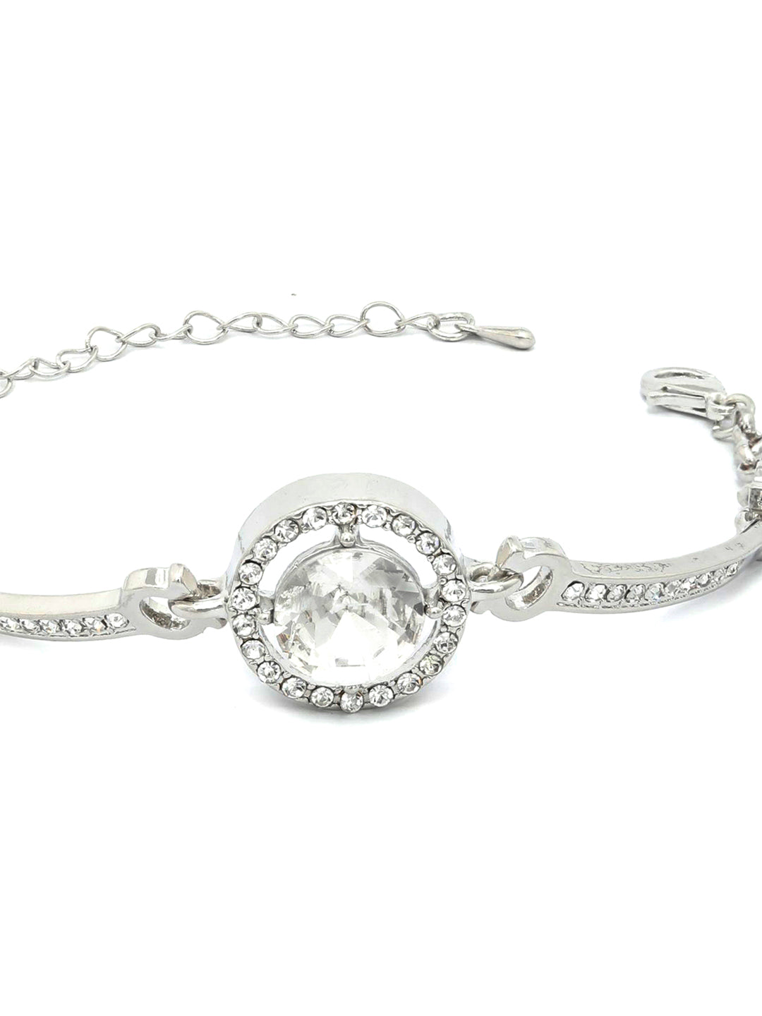 Priyaasi Women American Diamond Silver Plated Link Bracelet - Swadesiicart