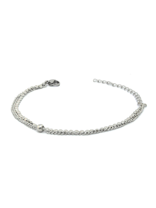 Priyaasi Women Western Silver Plated Link Bracelet - Swadesiicart
