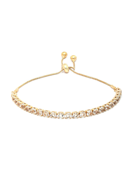 Priyaasi Women American Diamond Gold-Polished Link Bracelet - Swadesiicart