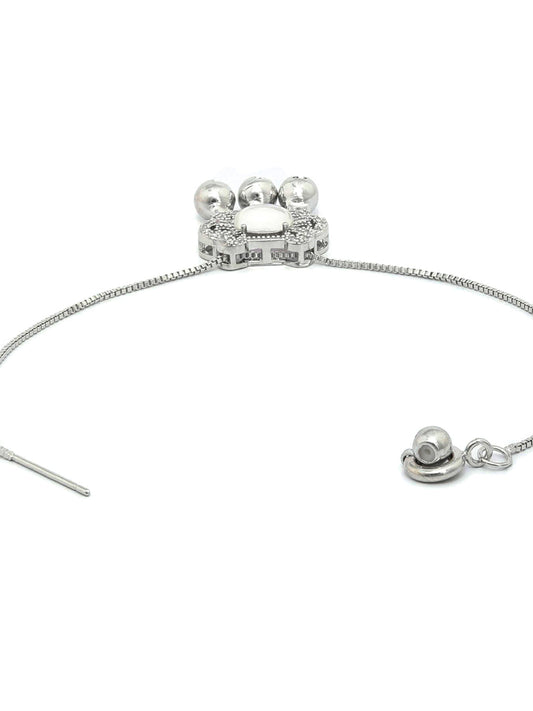 Priyaasi Women Blue Stone Silver Plated Link Bracelet - Swadesiicart