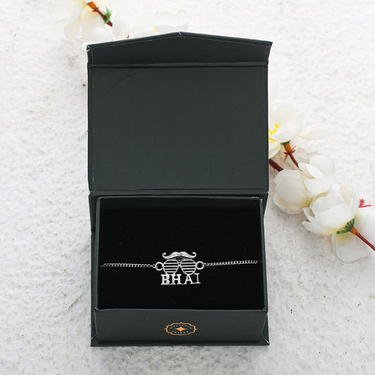 trueBrowns 925 Sterling Silver Precious BHAI Bracelet Rakhi | Swadesiicart