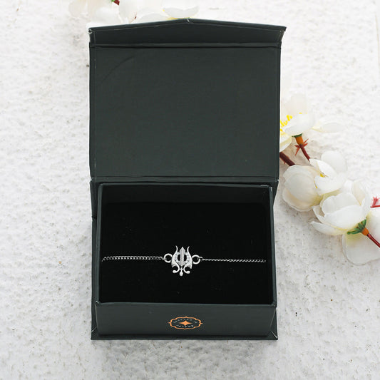 trueBrowns 925 Sterling Silver Precious Trishul Silver Bracelet Rakhi | Swadesiicart