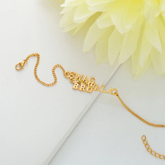 trueBrowns 925 Sterling Silver Gold-Polished Gold Micron Plated Swag Bracelet Rakhi | Swadesiicart