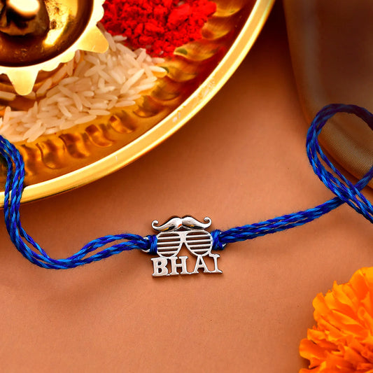 trueBrowns 925 Sterling Silver Precious Bhai Thread Rakhi | Swadesiicart