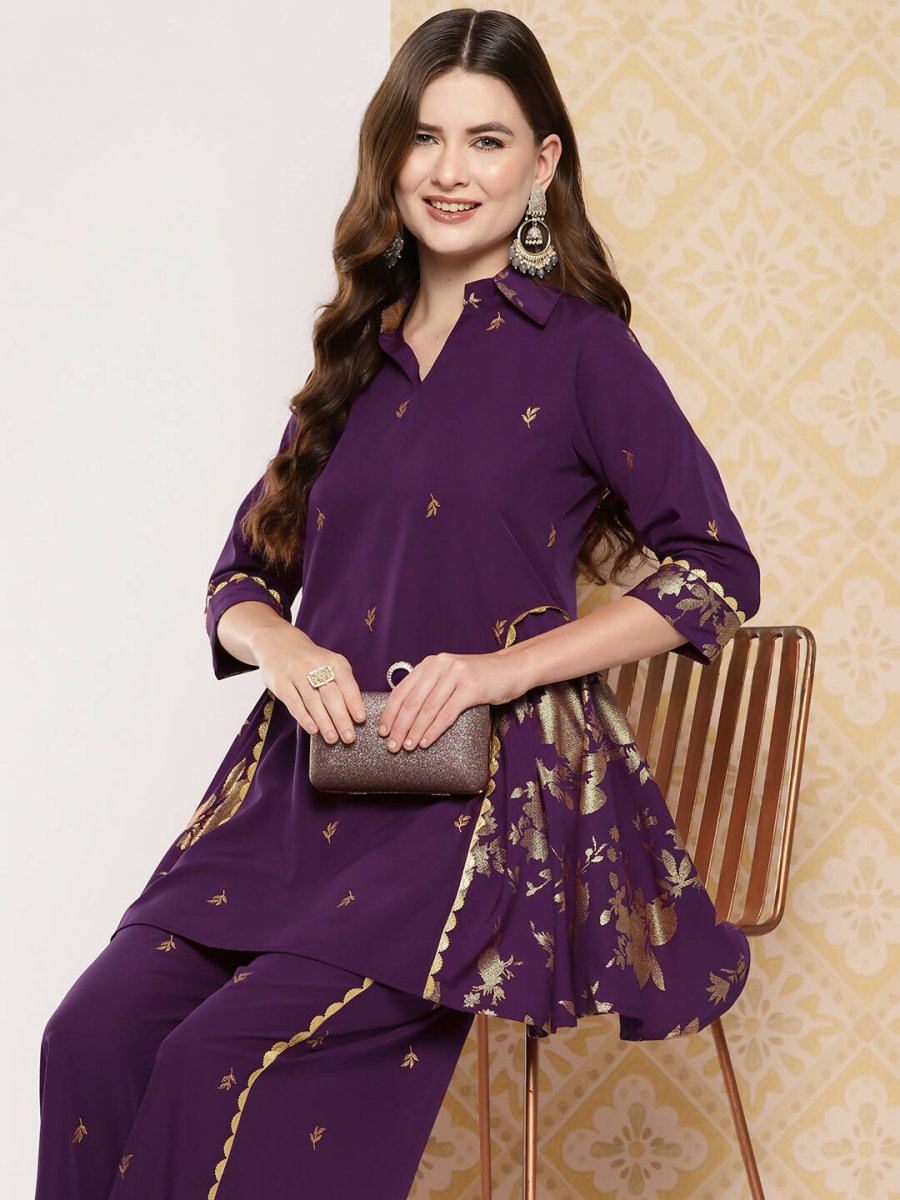 Ahalyaa Women's Traditional Wear Co-ods - Burgundy | Swadesiicart