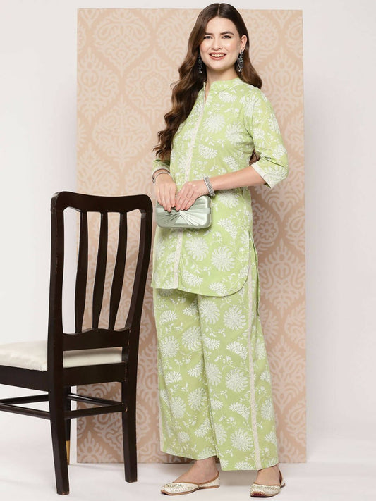 Ahalyaa Women's Traditional Wear Co-ods - Pista Green | Swadesiicart